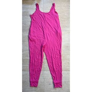 Smash + Tess Hot Pink Sleeveless Athletic Jumpsuit Workout Dance Unitard size L